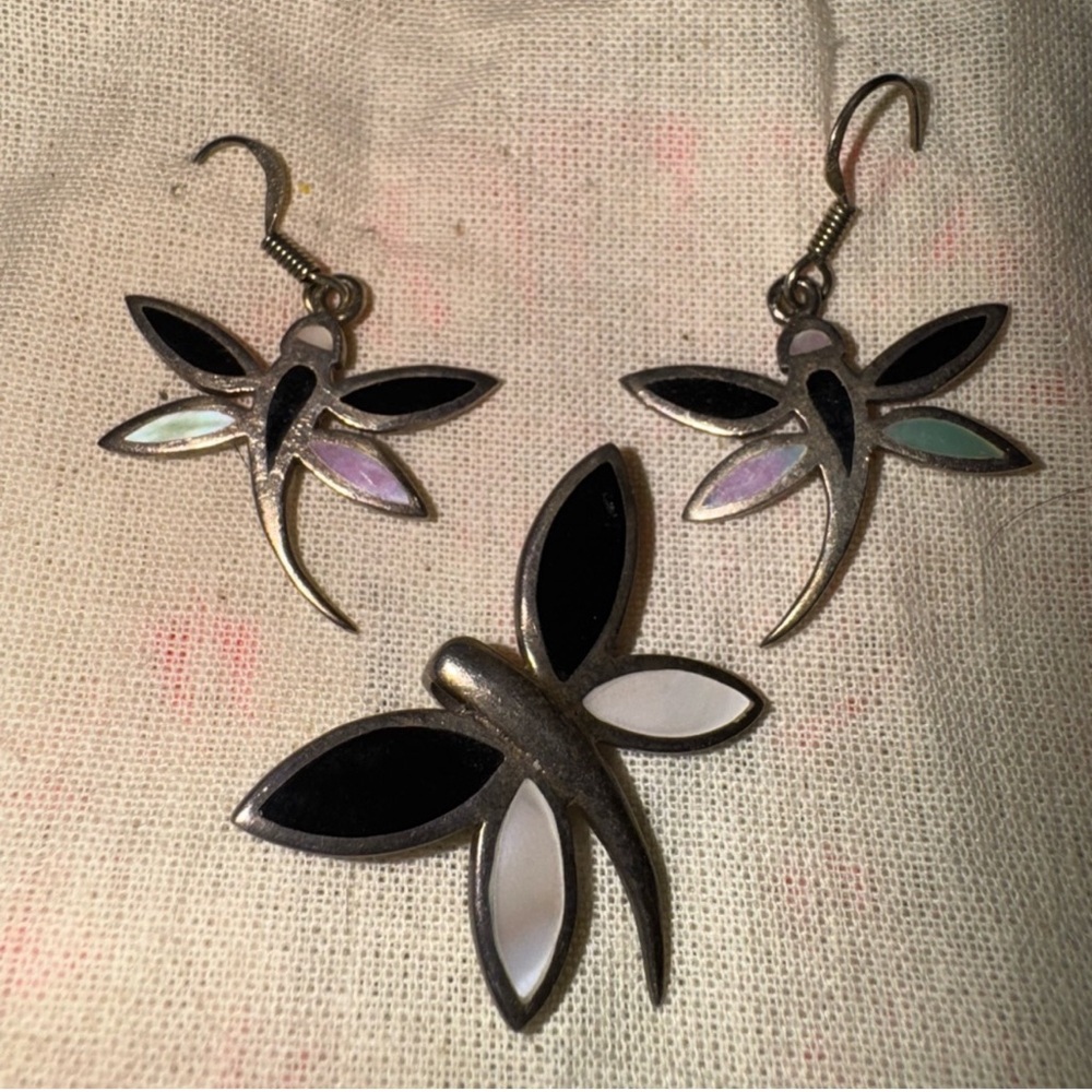 .STERLING dragonfly necklace and earrings SET!!! - Picture 12 of 13